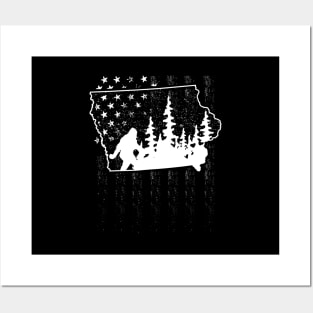 Iowa Bigfoot American Flag Posters and Art